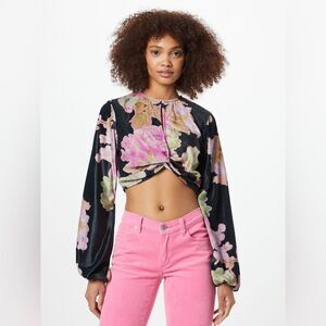 Nasty Gal Womens velvet Floral Crop Top Size 6 NWT Festival boho